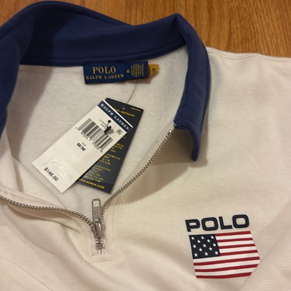 Polo by Ralph Lauren White and Navy Sweatshirt and sweatshorts - Picture 2 of 3